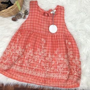 Babydoll Tank Top with Embroidered Flowers